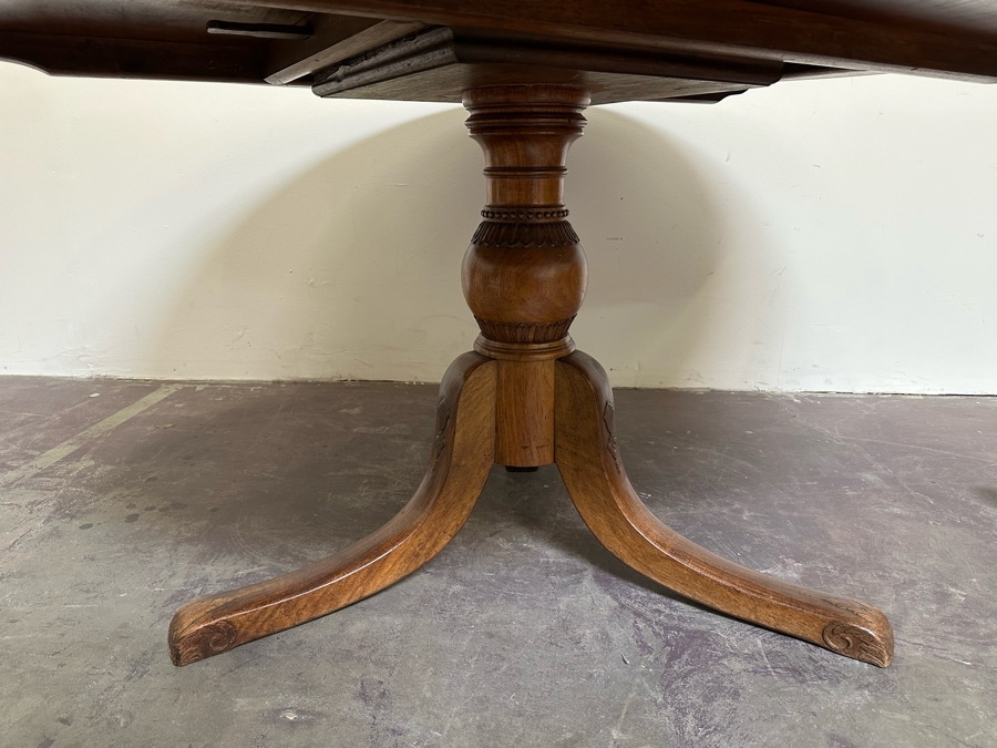 Stunning Antique Hand Carved Wooden Tripod Tilt Top Table See Photos For Details 57.5R X 30H Estimate $2,500 [Photo 23]