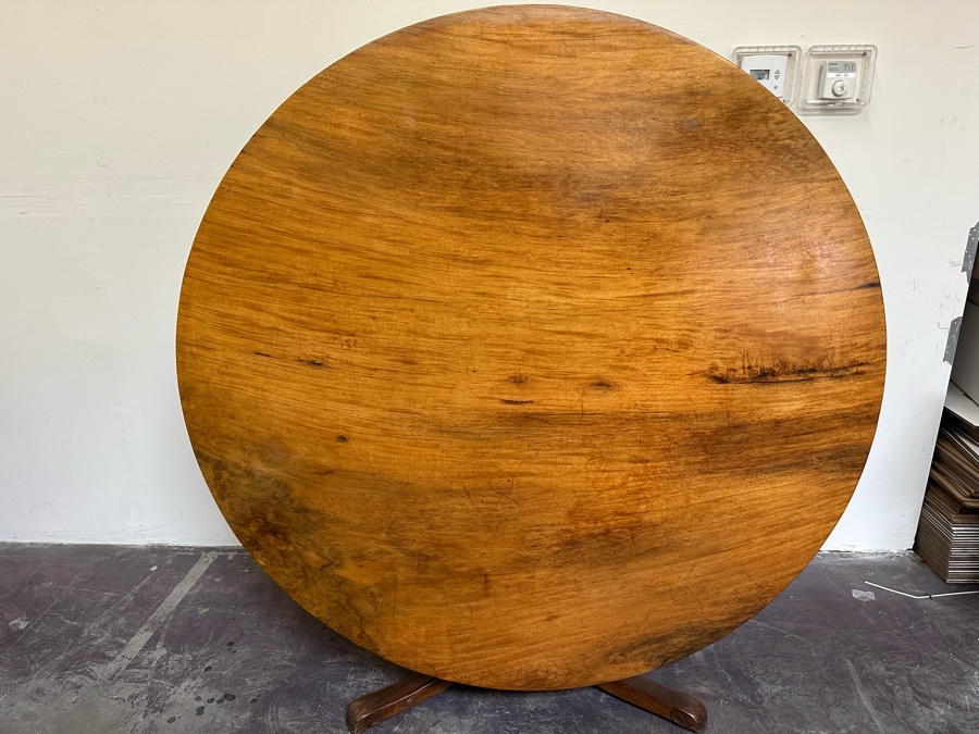 Stunning Antique Hand Carved Wooden Tripod Tilt Top Table See Photos For Details 57.5R X 30H Estimate $2,500 [Photo 4]