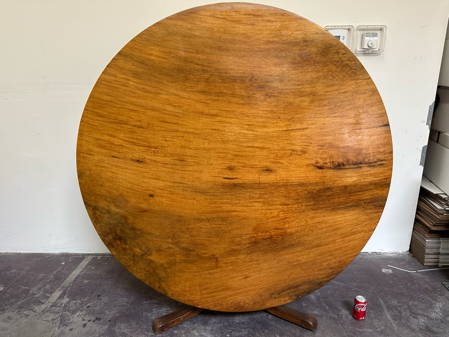 Stunning Antique Hand Carved Wooden Tripod Tilt Top Table See Photos For Details 57.5R X 30H Estimate $2,500 [Photo 5]
