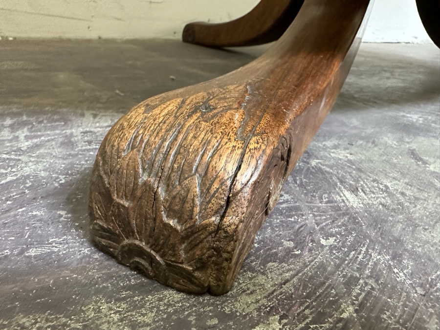 Stunning Antique Hand Carved Wooden Tripod Tilt Top Table See Photos For Details 57.5R X 30H Estimate $2,500 [Photo 9]