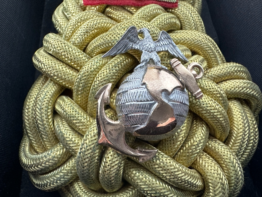 Vintage United States Marine Corps USMC Collar Insignia Pins, Buttons And Epaulettes (The Two Pins On The Epaulettes Are Sterling Silver / The 3 Pins In Middle Are Sterling Silver & 10K Gold) Hilborn - Hamburger Set - See Photos [Photo 7]