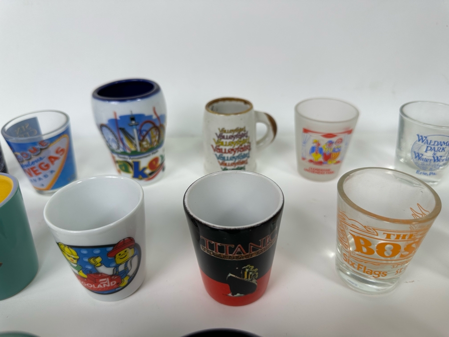 Collection Of Themed Shot Glasses Mainly From Various Amusement Parks ...