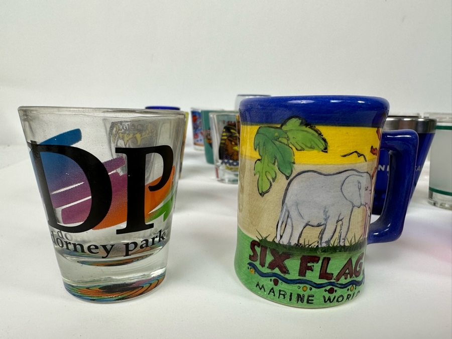 Collection Of Themed Shot Glasses Mainly From Various Amusement Parks / Roller Coasters - See Photos 47+ Shot Glasses [Photo 5]