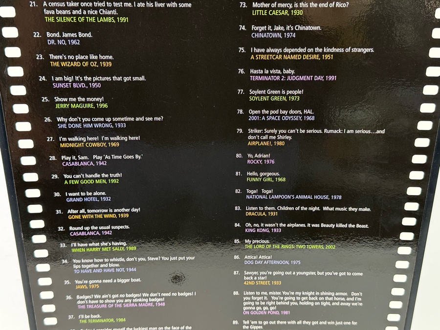 101 Greatest Movie Quotes Wall Hanging [Photo 6]