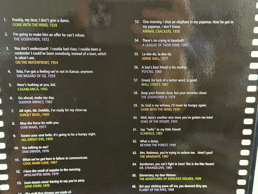 101 Greatest Movie Quotes Wall Hanging [Photo 4]