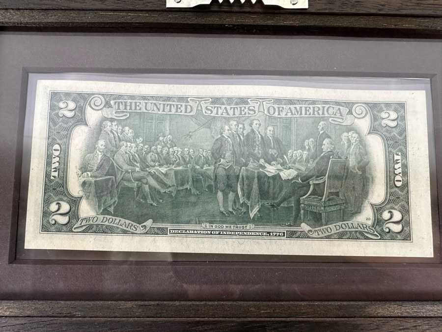 Framed 1976 2 Dollar Bill First Day Of Issue California Stamp