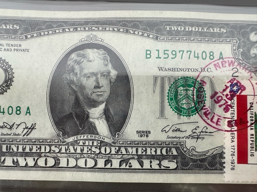 Framed 1976 2 Dollar Bill First Day Of Issue California Stamp [Photo 5]