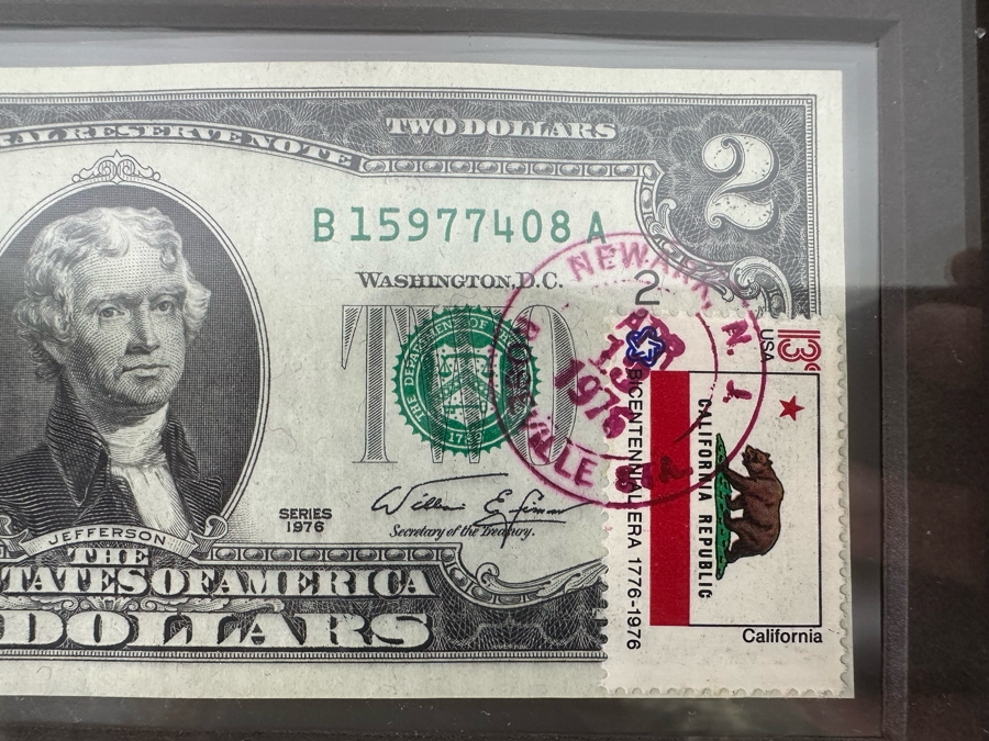 Framed 1976 2 Dollar Bill First Day Of Issue California Stamp [Photo 4]