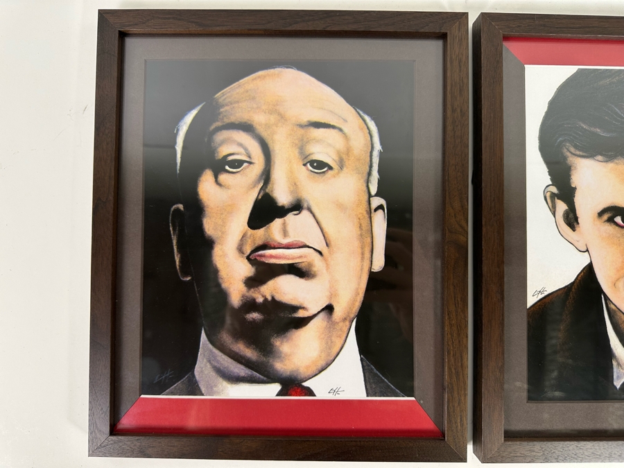 Pair Of Hand Signed Chuck Hodi Framed Prints Of Alfred Hitchcock And Norman Bates Of Psycho 10.5 X 13 [Photo 3]
