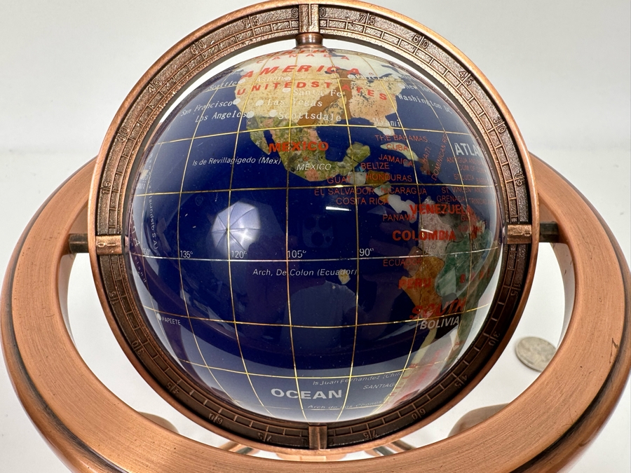 Small Inlaid Semi-Precious Stone Globe 7W X 8H [Photo 7]