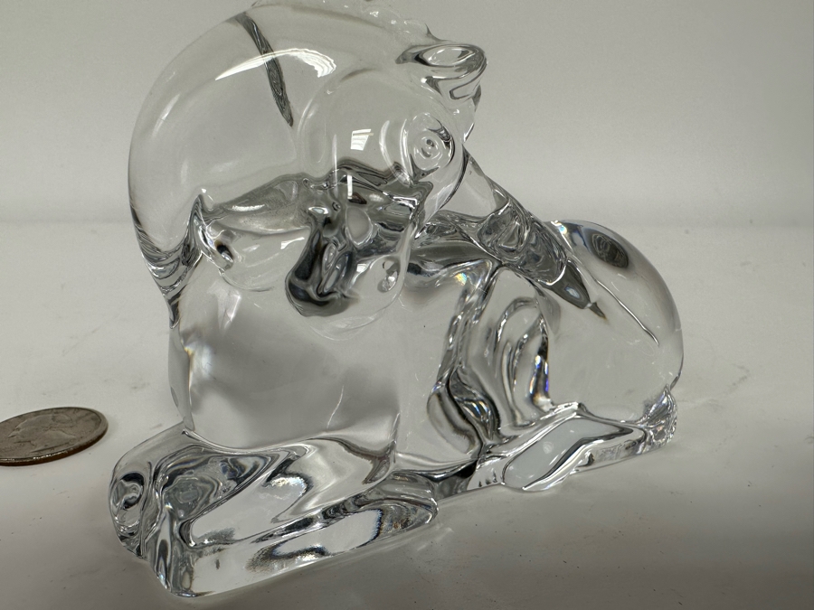 Baccarat France Crystal Unicorn Horse Figurine Slight Chip In Back - See Photos 4.5W X 3H [Photo 5]