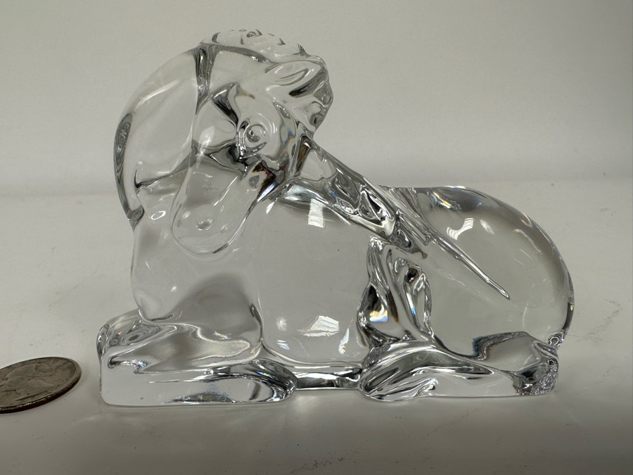 Baccarat France Crystal Unicorn Horse Figurine Slight Chip In Back - See Photos 4.5W X 3H [Photo 2]