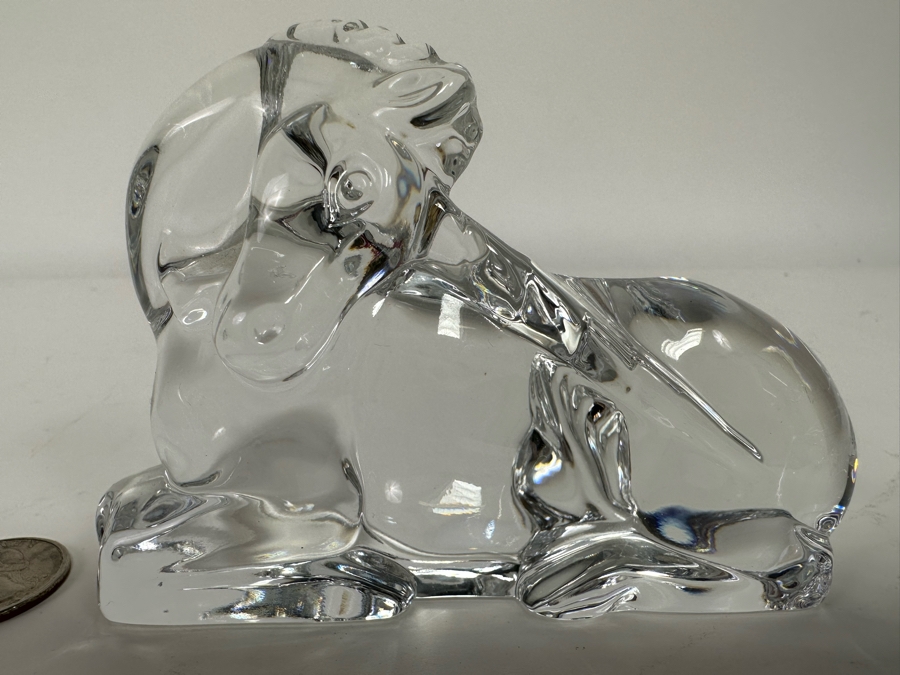 Baccarat France Crystal Unicorn Horse Figurine Slight Chip In Back - See Photos 4.5W X 3H [Photo 4]