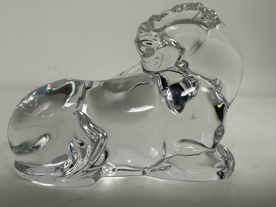 Baccarat France Crystal Unicorn Horse Figurine Slight Chip In Back - See Photos 4.5W X 3H [Photo 6]