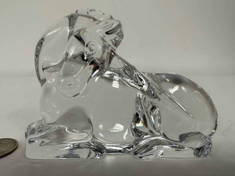 Baccarat France Crystal Unicorn Horse Figurine Slight Chip In Back - See Photos 4.5W X 3H [Photo 3]