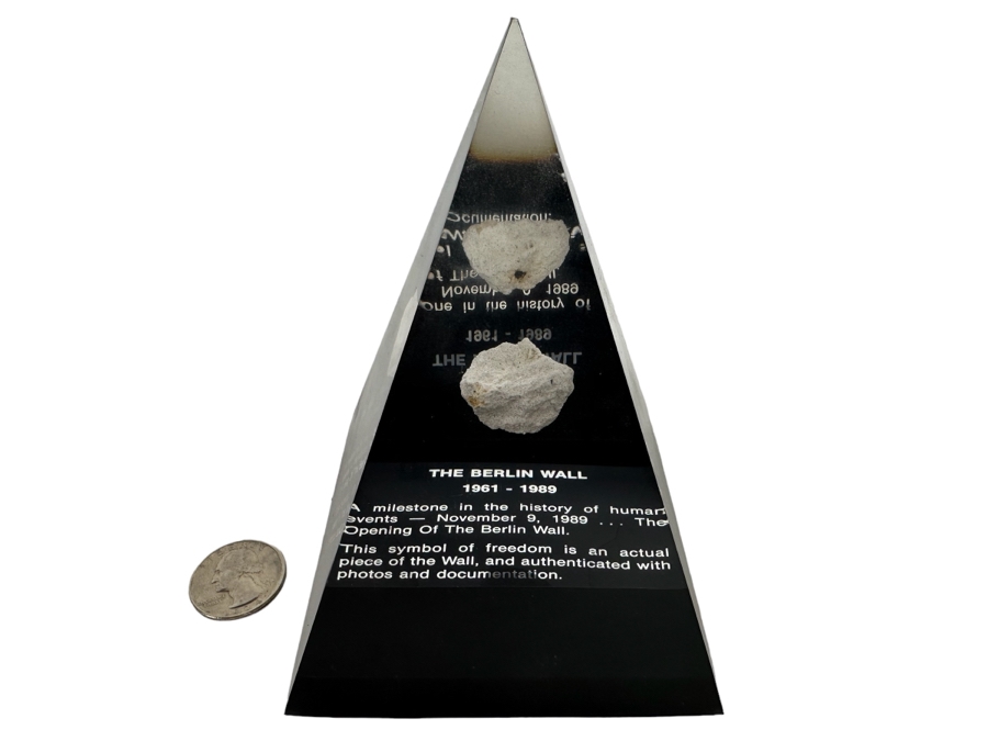 Actual Piece Of The Berlin Wall (1961-1989) Encased In Acrylic Pyramid 5H