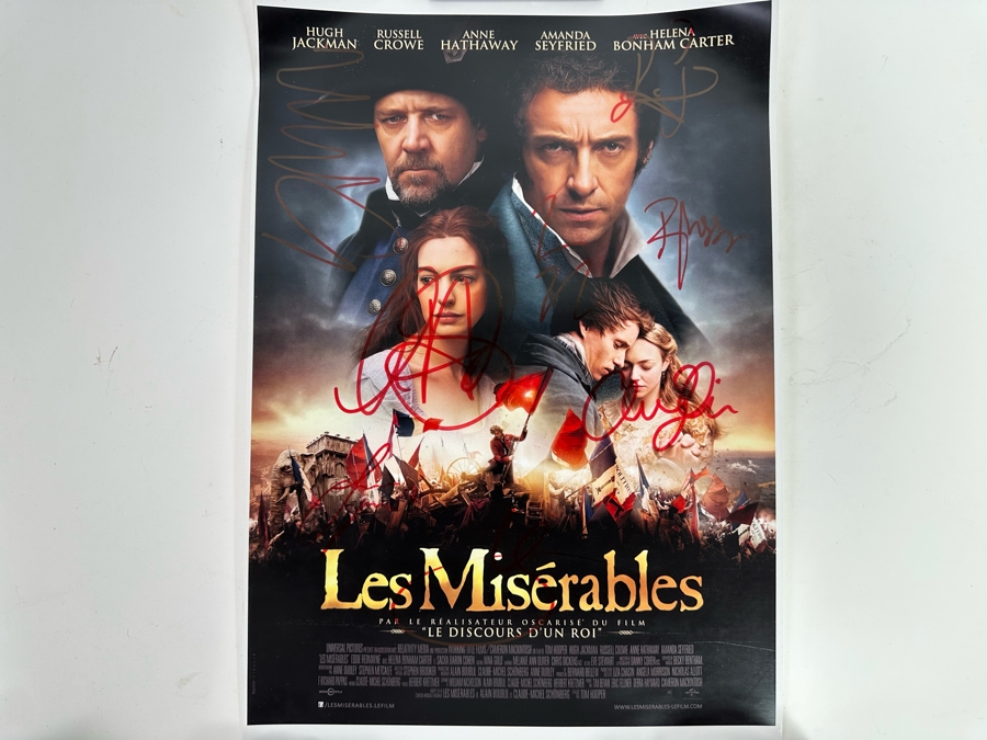 Signed Les Miserables Movie Poster Signed By The Actors: Hugh Jackman, Russell Crowe, Anne Hathaway, Amanda Seyfried And More With Cert 11 X 17 - See Photos  [Photo 3]