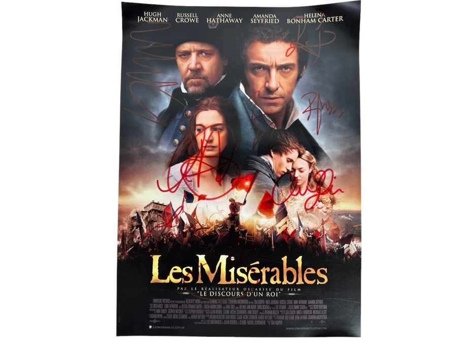 Signed Les Miserables Movie Poster Signed By The Actors: Hugh Jackman, Russell Crowe, Anne Hathaway, Amanda Seyfried And More With Cert 11 X 17 - See Photos 