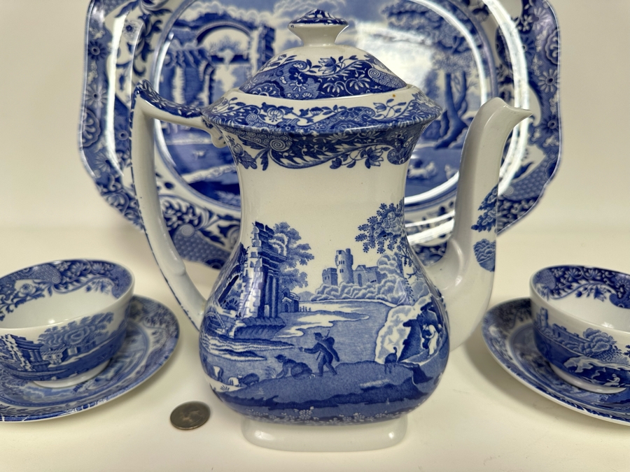 Italian Spode Design C. 1816 Made In England 16' Platter, Coffee Pot And Pair Of Cups And Saucers [Photo 6]