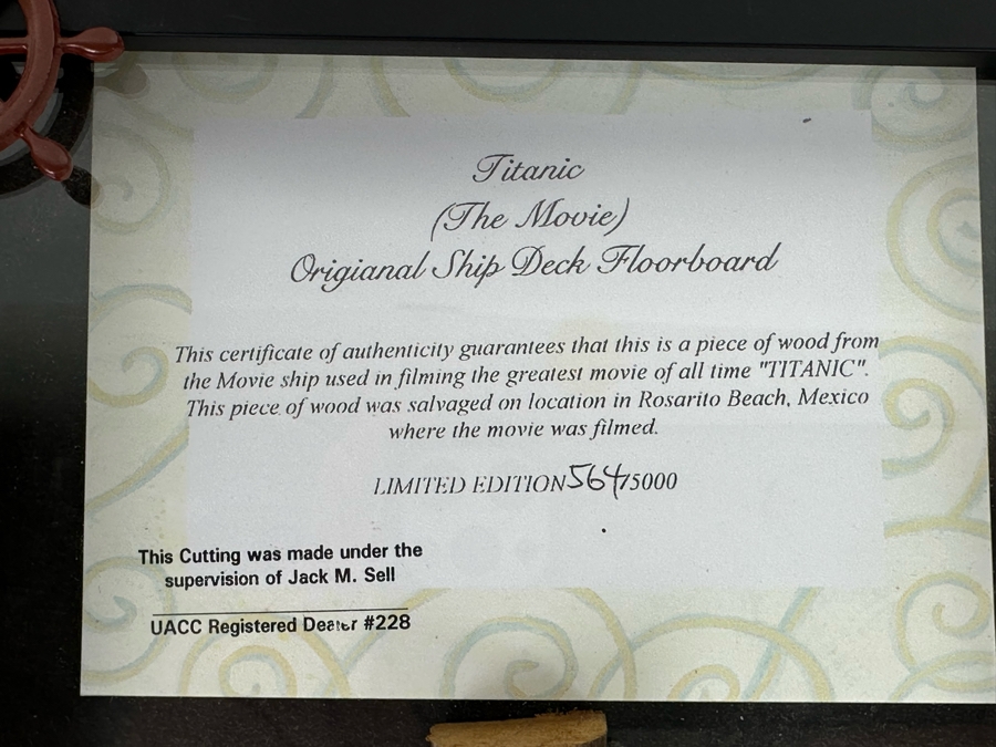 Original Ship Deck Floorboard From The Movie Titanic Limited Edition With Cert Framed 8 X 10 [Photo 6]