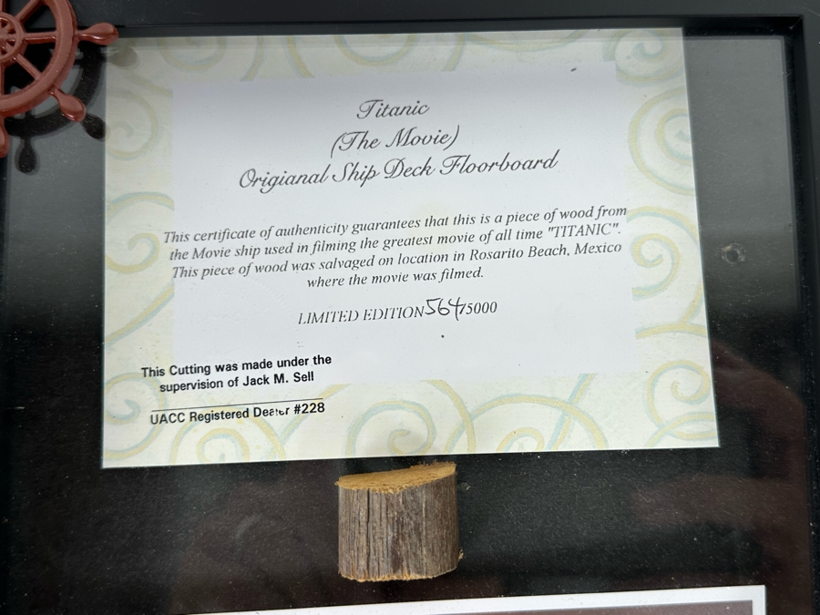 Original Ship Deck Floorboard From The Movie Titanic Limited Edition With Cert Framed 8 X 10 [Photo 3]