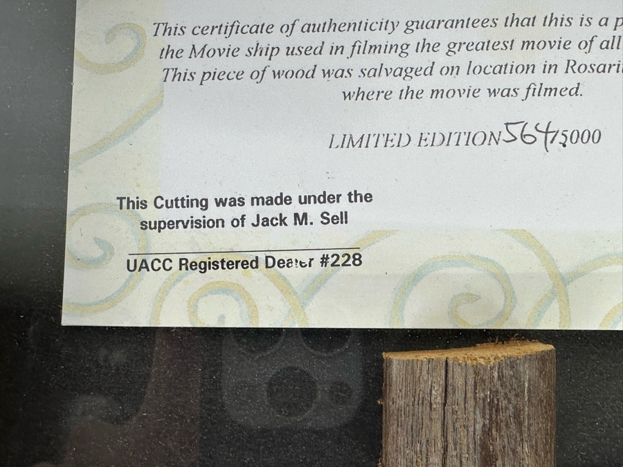 Original Ship Deck Floorboard From The Movie Titanic Limited Edition With Cert Framed 8 X 10 [Photo 8]