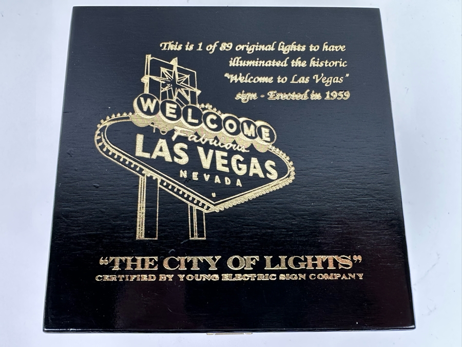 Light Bulb That Illuminated The Historic World Famous Sign 'Welcome To Fabulous Las Vegas Nevada' On Wednesday, July 4, 2012 Limited Edition 10 of 89 With Cert And Presentation Box [Photo 3]