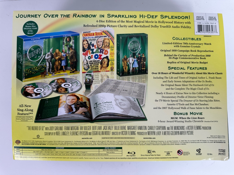 Limited Edition The 70th Anniversary Of The Wizard Of Oz Ultimate Collector's Edition With Book And Watch [Photo 6]