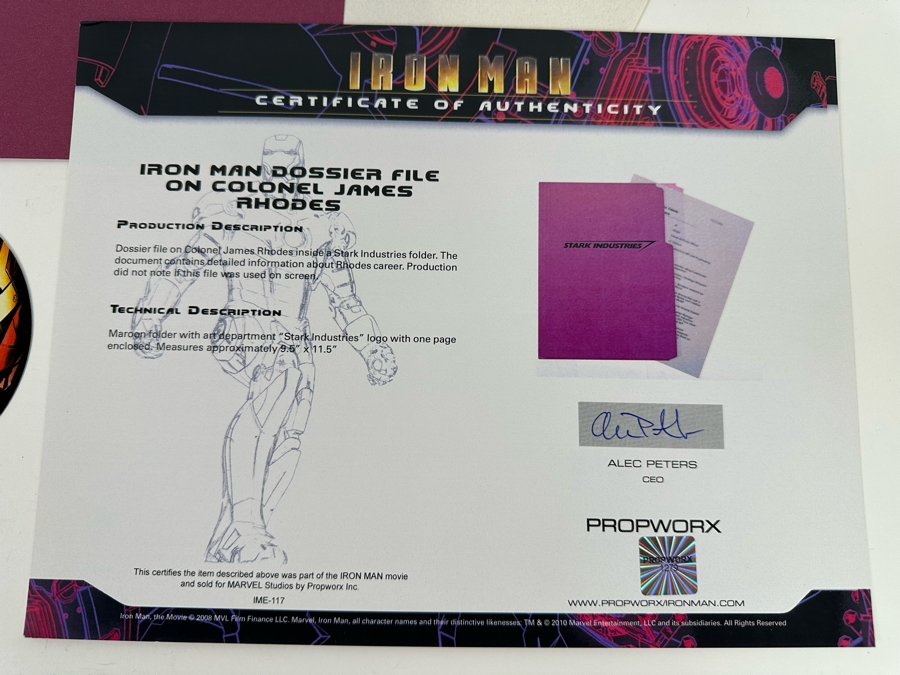 Hand Signed Stan Lee Iron Man Movie Prop: Iron Man Dossier File On Colonel James Rhodes With Cert 9.5 X 11.5 [Photo 6]