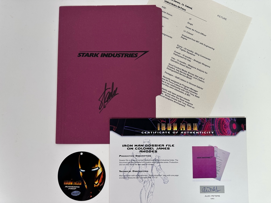 Hand Signed Stan Lee Iron Man Movie Prop: Iron Man Dossier File On Colonel James Rhodes With Cert 9.5 X 11.5 [Photo 4]