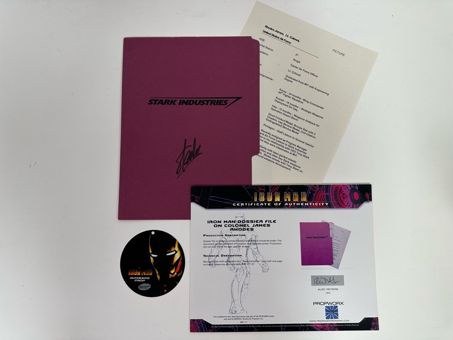 Hand Signed Stan Lee Iron Man Movie Prop: Iron Man Dossier File On Colonel James Rhodes With Cert 9.5 X 11.5 [Photo 3]