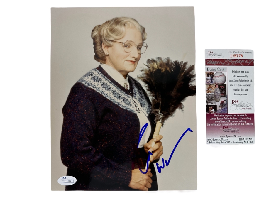 Robin Williams Autographed 8 X 10 Mrs Doubtfire Movie Photograph Certified By JSA