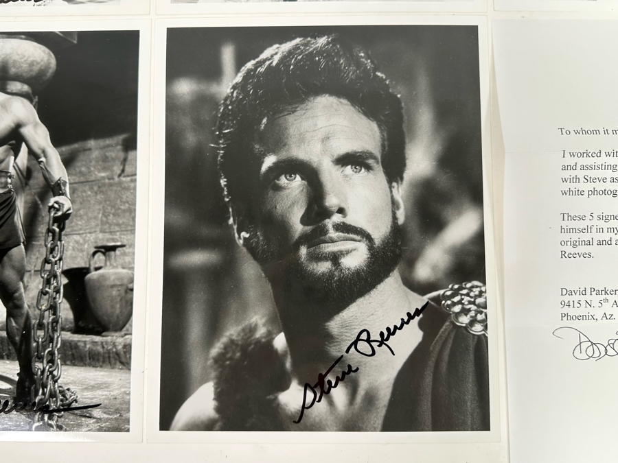 Five Autographed 8 X 10 B&W Photographs Of Movie Star / Bodybuilder Steve Reeves [Photo 3]