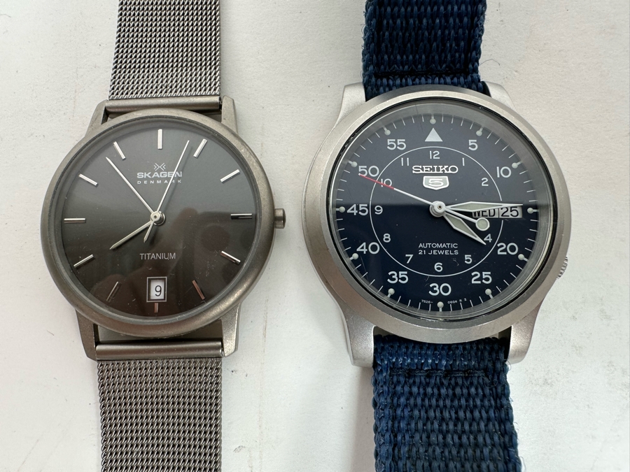 SEIKO Automatic 21 Jewels Wrist Watch 7S26C With Clear Back And Skagen ...