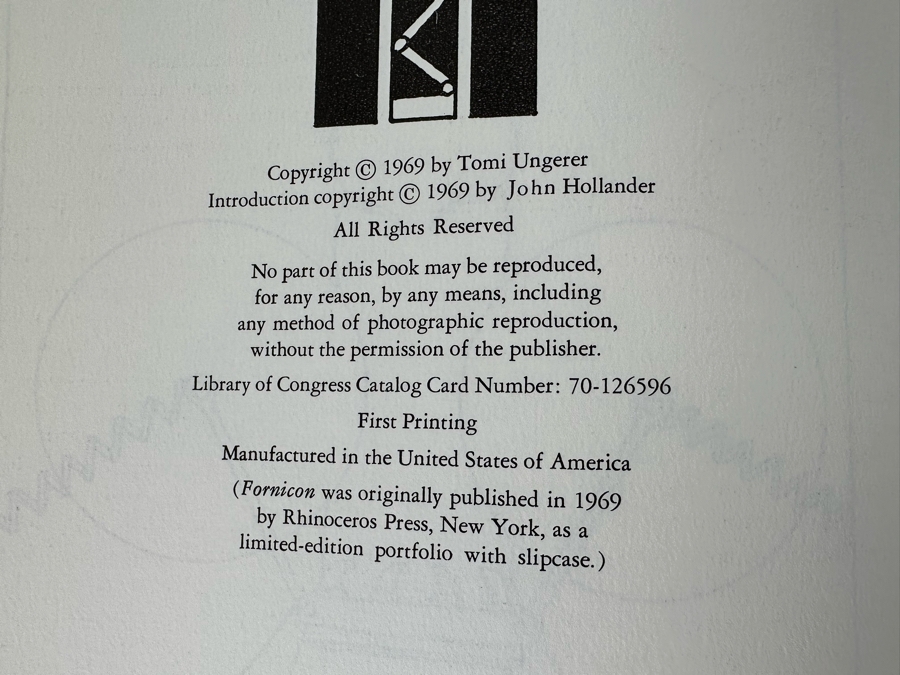 First Printing Hardcover Erotica Book Fornicon By Tomi Ungerer 1969 [Photo 6]