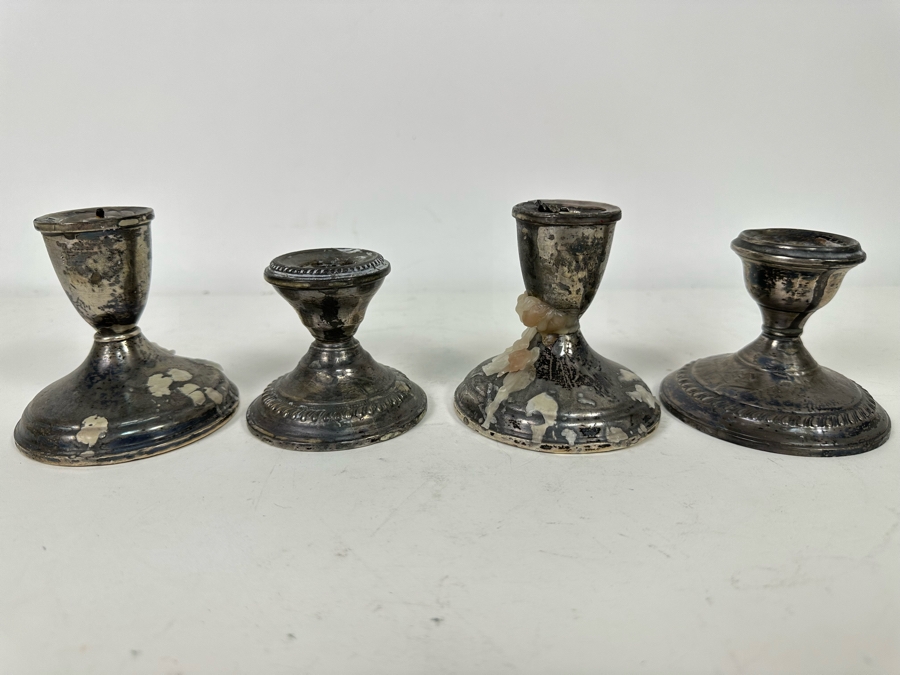 Set Of Four Weighted Sterling Silver Candle Holders [Photo 2]
