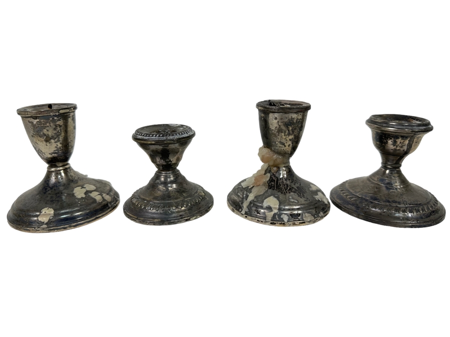 Set Of Four Weighted Sterling Silver Candle Holders [Photo 1]