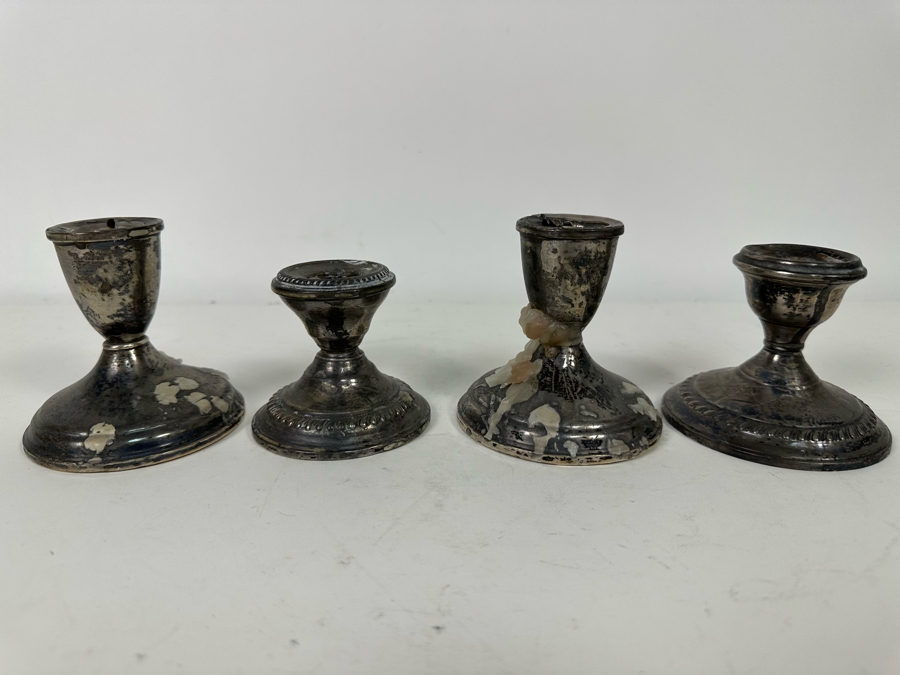 Set Of Four Weighted Sterling Silver Candle Holders [Photo 3]