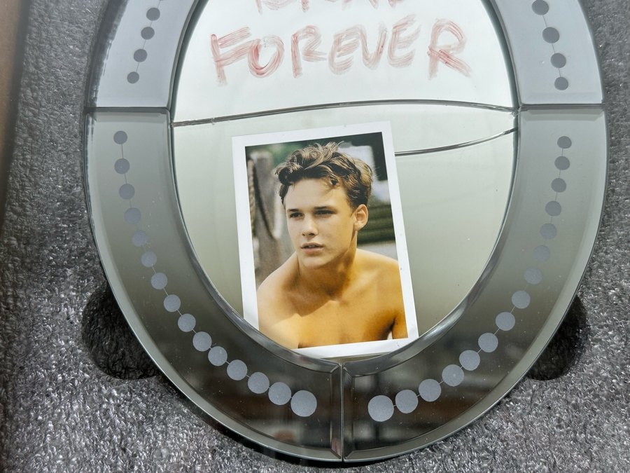 The Thing Quarterly Issue 14 James Franco Hand Signed With Lipstick Mirror 'Brad Forever' (Mirror Is Cracked) Shawdowbox Framed 23W X 27H X 3D [Photo 3]