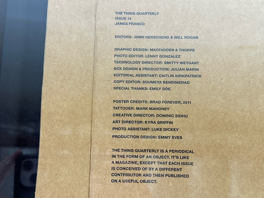 The Thing Quarterly Issue 14 James Franco Hand Signed With Lipstick Mirror 'Brad Forever' (Mirror Is Cracked) Shawdowbox Framed 23W X 27H X 3D [Photo 9]