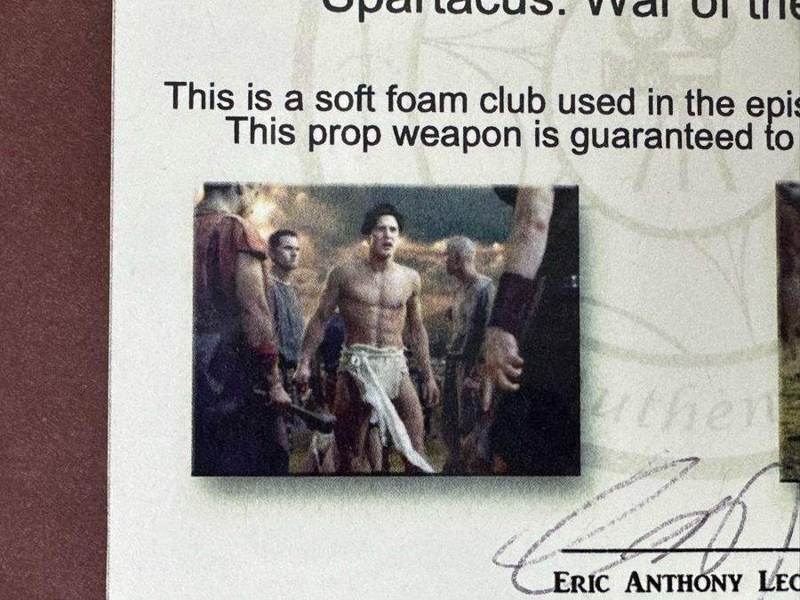 Screen Used Movie Prop Foam Club Used In Filming Spartacus: War Of The Damned With Cert Shadowbox Framed 19.5W X 24.5H X 3D [Photo 9]