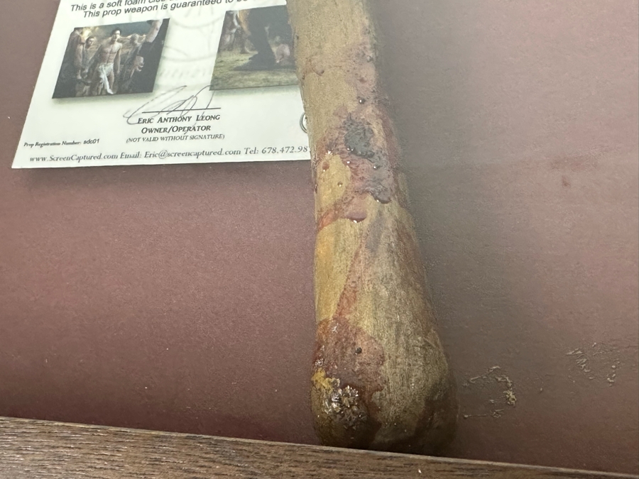 Screen Used Movie Prop Foam Club Used In Filming Spartacus: War Of The Damned With Cert Shadowbox Framed 19.5W X 24.5H X 3D [Photo 13]