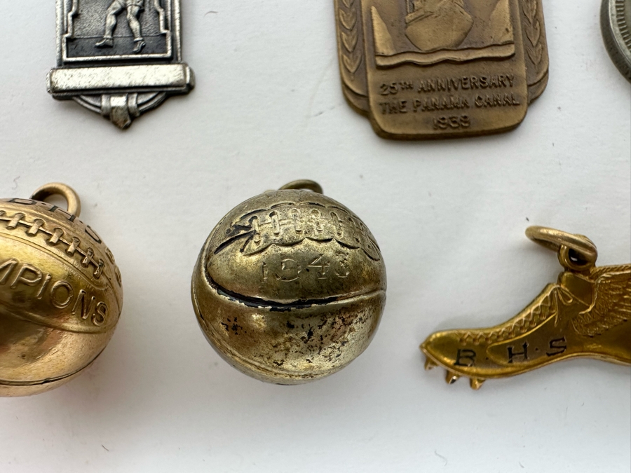 Various Medals And Pendants Including (2) Gold Filled Basketball Pendants, (1) Sterling Silver Basketball Pendant, Sterling Basketball Medal, U.S. Grant Hotel Token - See Photos [Photo 5]