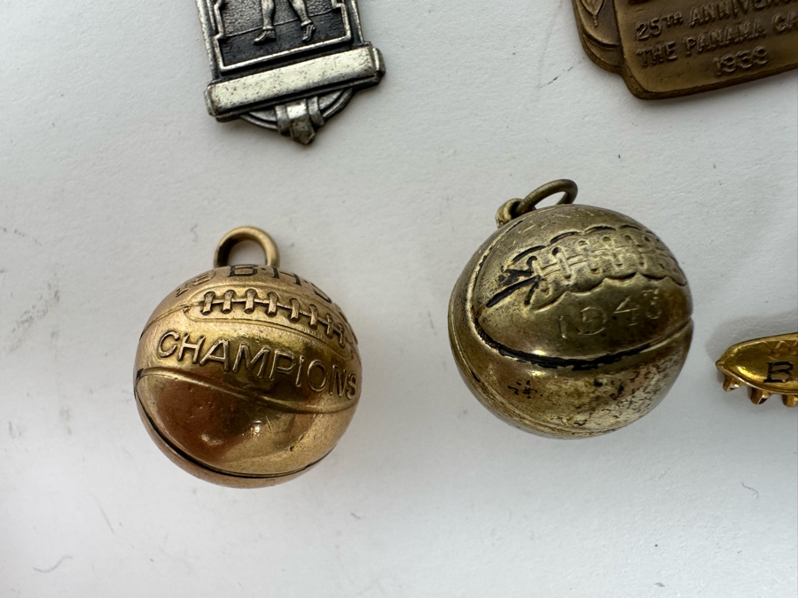 Various Medals And Pendants Including (2) Gold Filled Basketball Pendants, (1) Sterling Silver Basketball Pendant, Sterling Basketball Medal, U.S. Grant Hotel Token - See Photos [Photo 4]