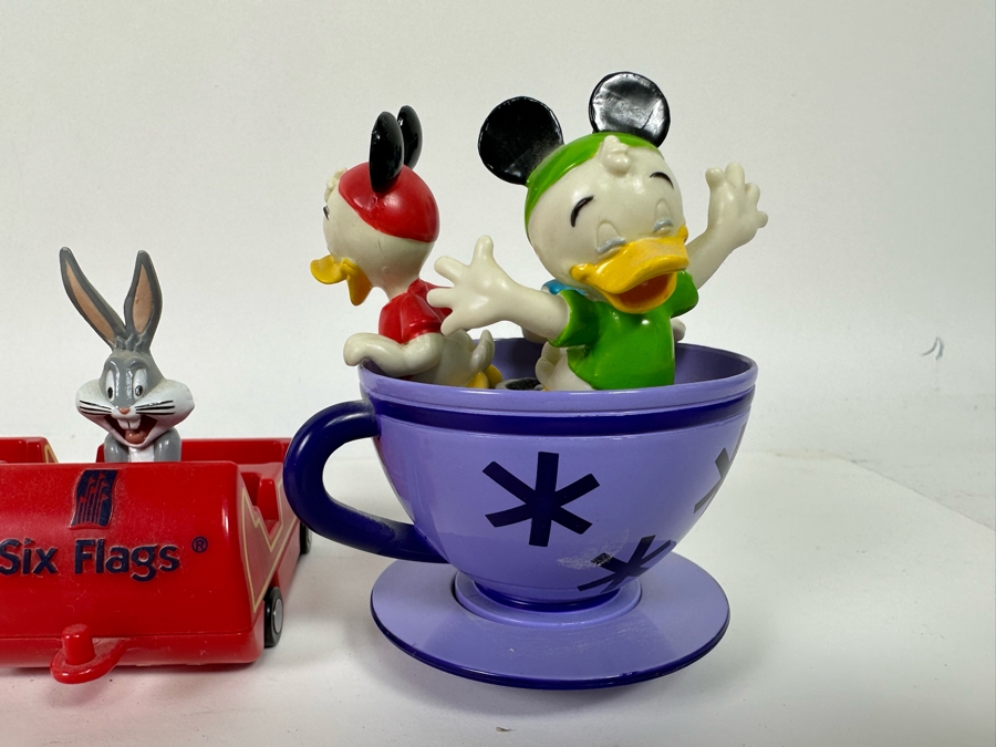 Disney Teacup Figurine And Six Flags Looney Tunes Roller Coaster