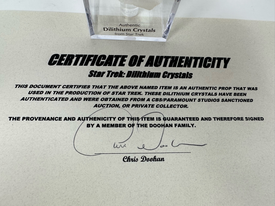 Authentic Dilithium Crytals Movie Prop From Star Trek With Cert [Photo 5]