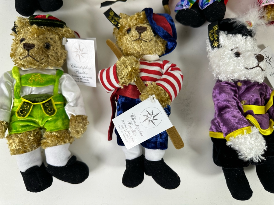 Collection Of Nine Christopher Radko Teddies Around The World Plush Ornaments With Original Tags [Photo 12]