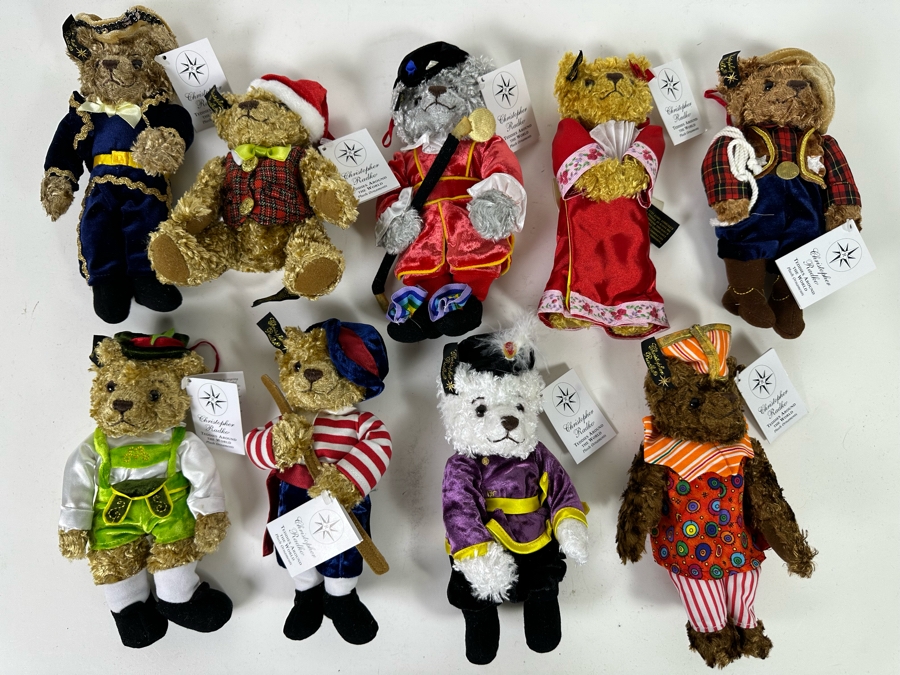 Collection Of Nine Christopher Radko Teddies Around The World Plush Ornaments With Original Tags [Photo 3]