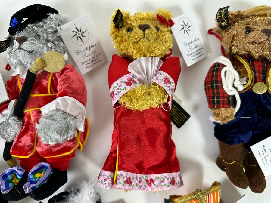 Collection Of Nine Christopher Radko Teddies Around The World Plush Ornaments With Original Tags [Photo 8]