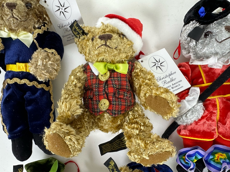 Collection Of Nine Christopher Radko Teddies Around The World Plush Ornaments With Original Tags [Photo 6]